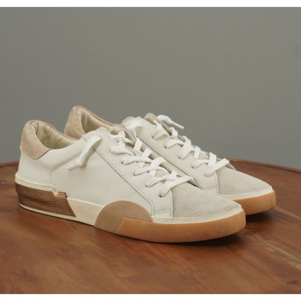 Dolce Vita Womens Zina Sneakers Shoes White Leather Beige Suede Gold Size 9